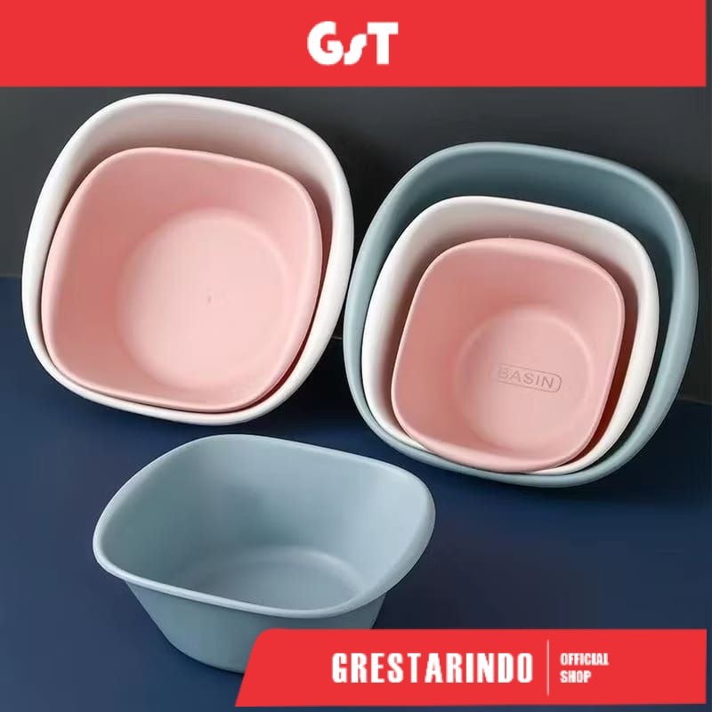 Baskom Plastik  Dapat 2Pcs Persegi Warna Warni Untuk Kamar Mandi Ukuran Kecil Square Baskom Serbagun