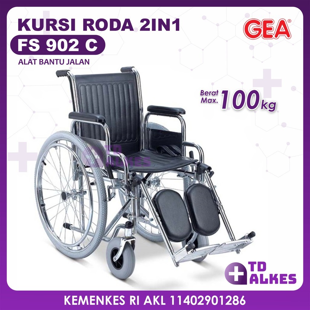 Wheel Chair 2 in 1 FS 902 C GEA Kursi Roda Duduk Selonjor 2in1 FS902C