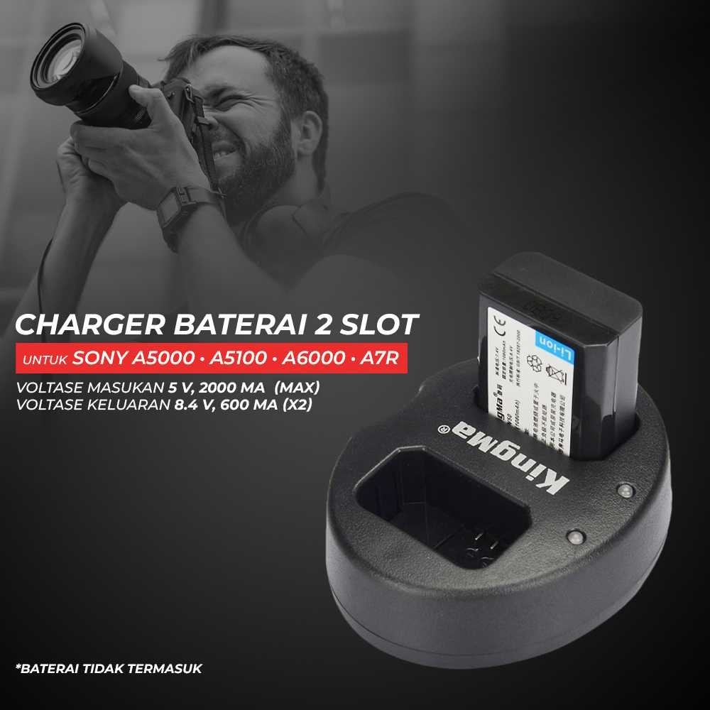 ( Ks1 ) KingMa Charger Baterai 2 Slot Sony A5000 A5100 A6000 A7R - BM015-FW50