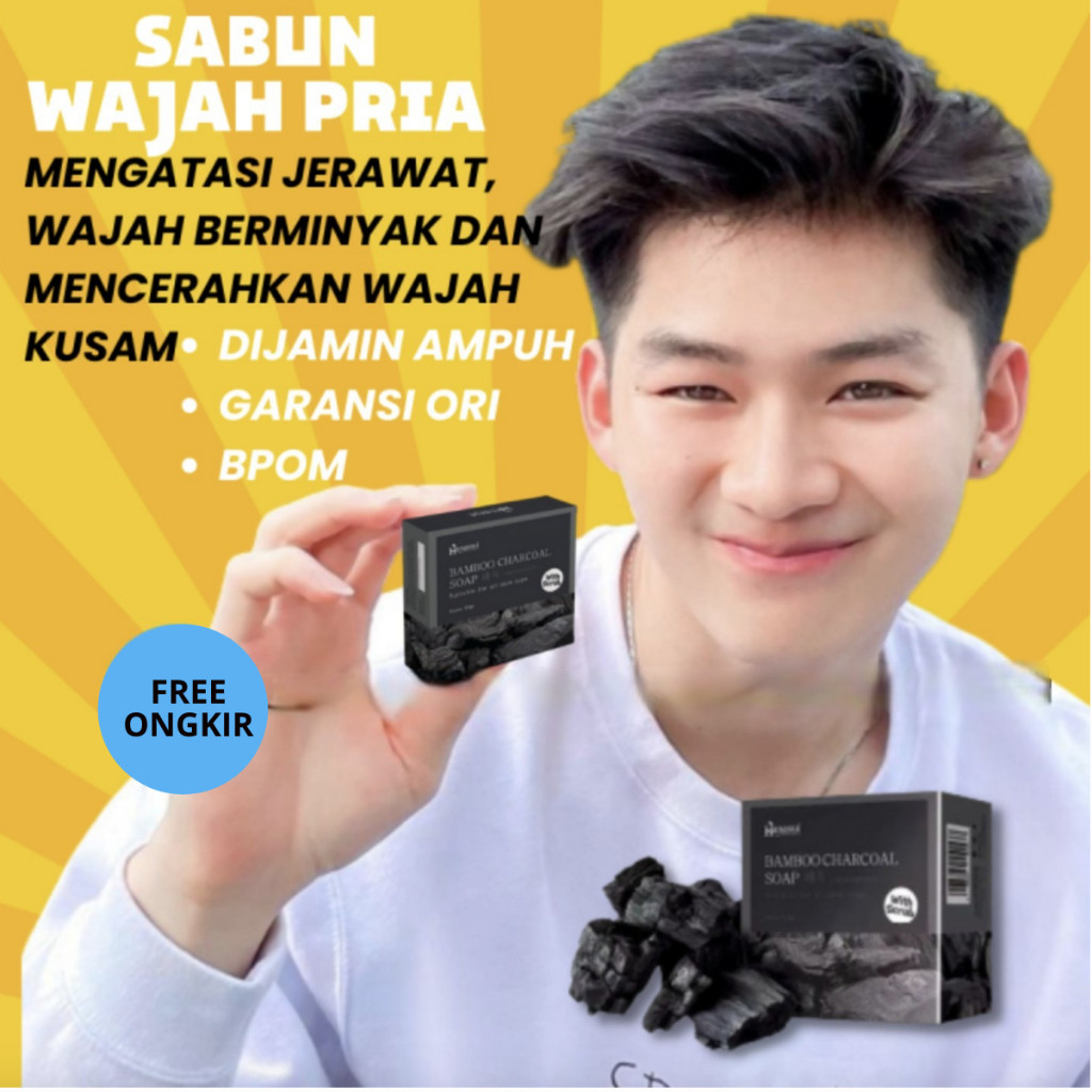 Sabun Pemutih Wajah dan Pembersih Muka pria Berjerawat dan Berminyak Mencerahkan wajah kusam