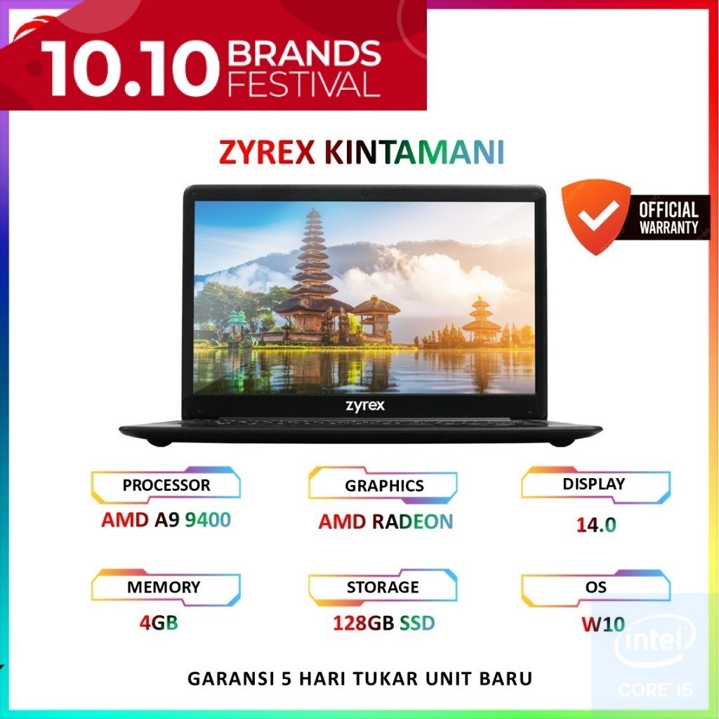 ZYREX KINTAMANI AMD A9 9400 4GB 128GB W10 14.0