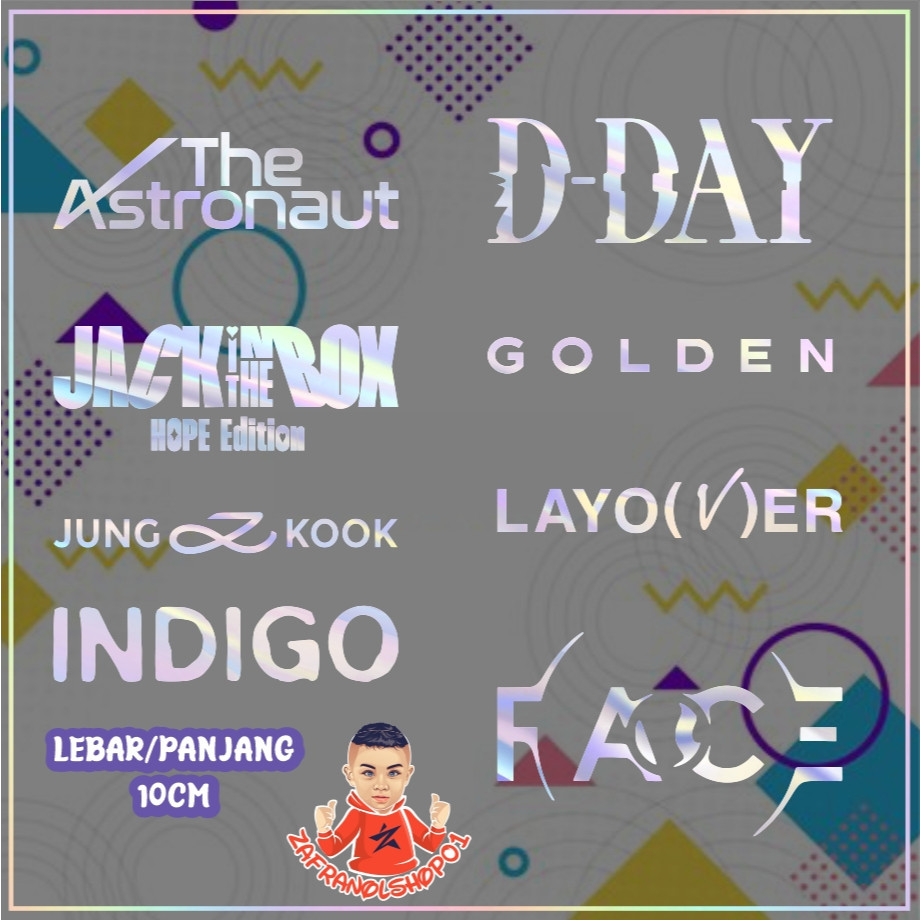 

PROMO AMBYAR Cutting Stiker Face Jimin D-Day Suga The Astronaut Jin Golden Jungkook Jack In The Box J-Hope Indigo RM Layover Taehyung TERMURAH