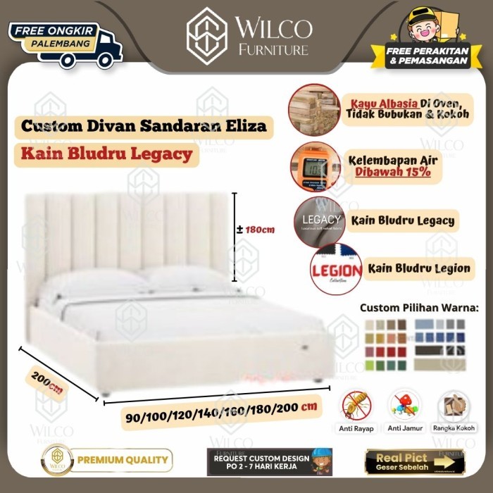 Custom Divan Sandaran Eliza | Divan Sandaran Tinggi Custom Kain Bludru | Custom Divan Sandaran Minim