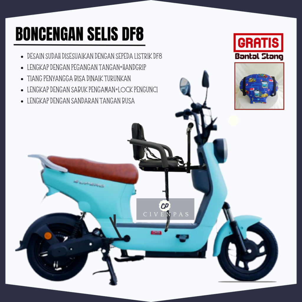 KLIMAUSHOP Boncengan Anak Sepeda Listrik DF8 Kursi Boncengan Anak Sepeda Listrik Depan uwinfly DF8/D