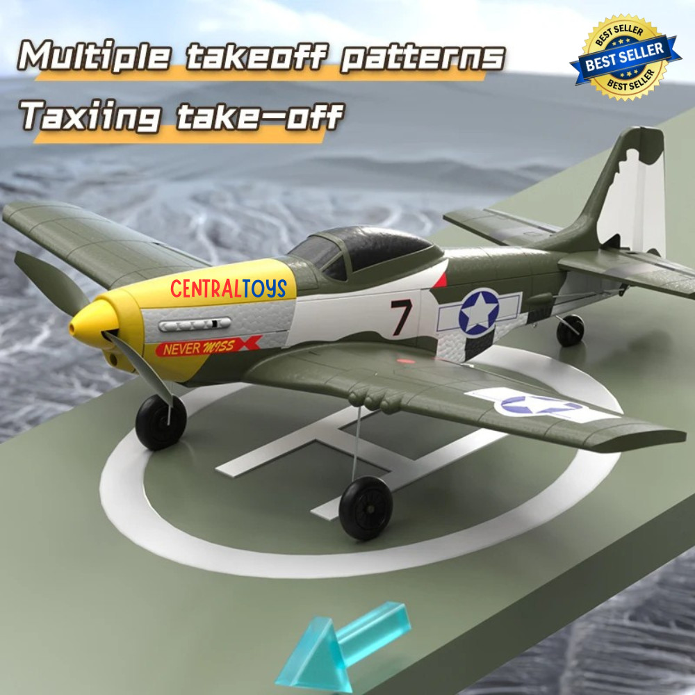 rc plane fixed wing W551 P-51 MUSTANG 4CH gyroscope pesawat rc