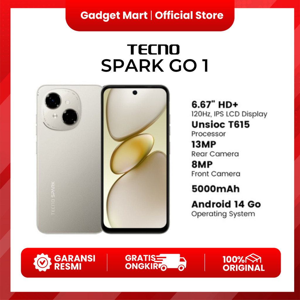 TECNO SPARK GO 1 GOLD EDITION - Garansi Resmi