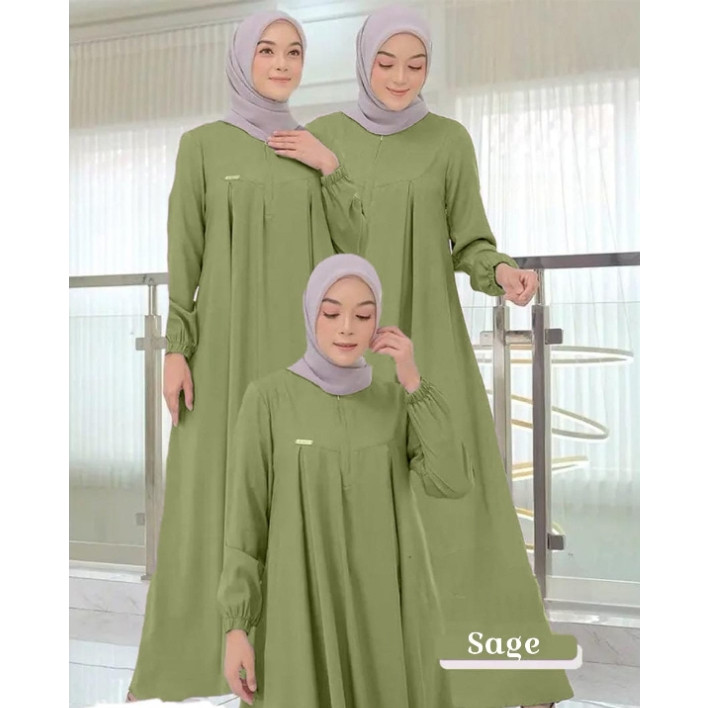 Baju Gamis Wanita Remaja Kekinian Gamis Terbaru Modern Simple Elegan Dress Putih Muslim Crinkle Prem