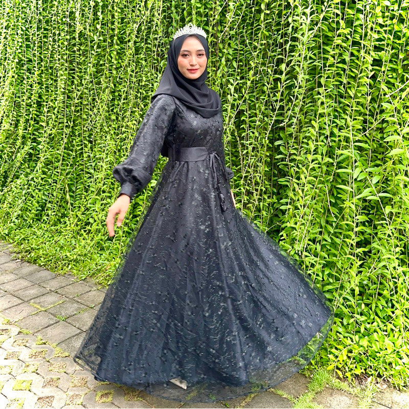 Anggun Dress - wedding dress - Gaun Wisuda - dress pesta akad brukat lebaran kondangan mewah (full B