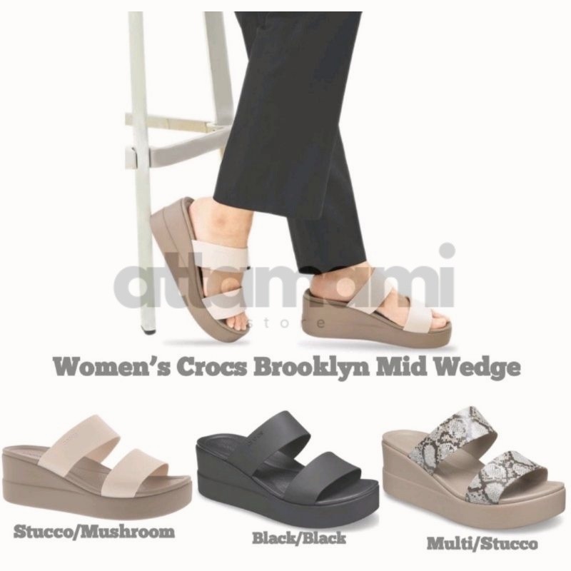 Crocs Brooklyn mid wedges / Sandal wedges / Sandal crocs / crocs wanita