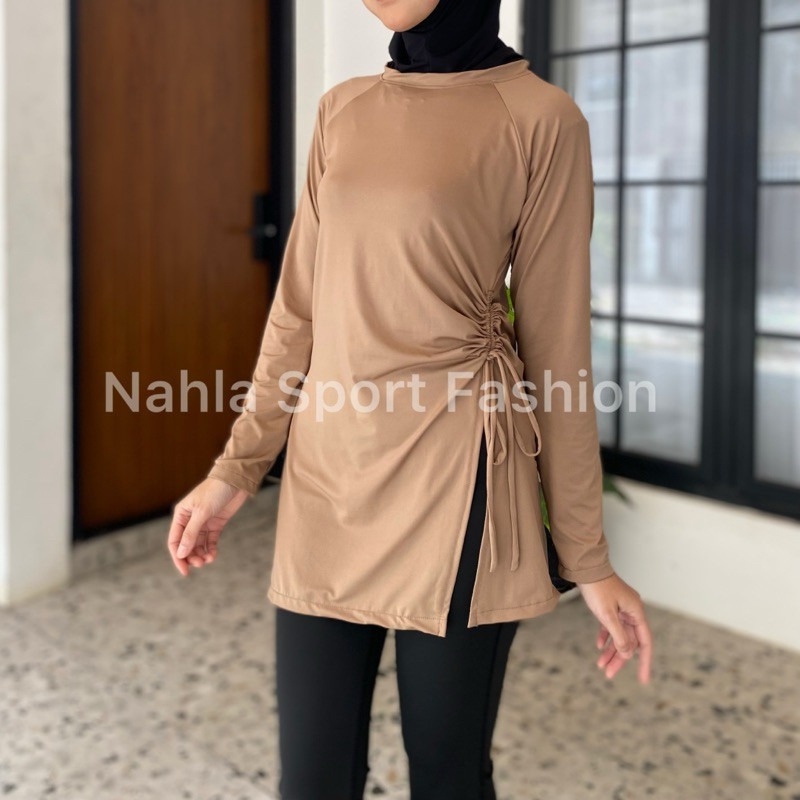 NAHLASPORT Baju Tunik Olahraga Wanita Lengan Panjang Gym Fitness