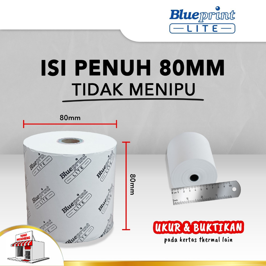 

Blueprint Lite Paper Thermal 80 × 80mm Kertas Struk 80x80 Nota Tiket Antrian Karcis Parkir PPOB