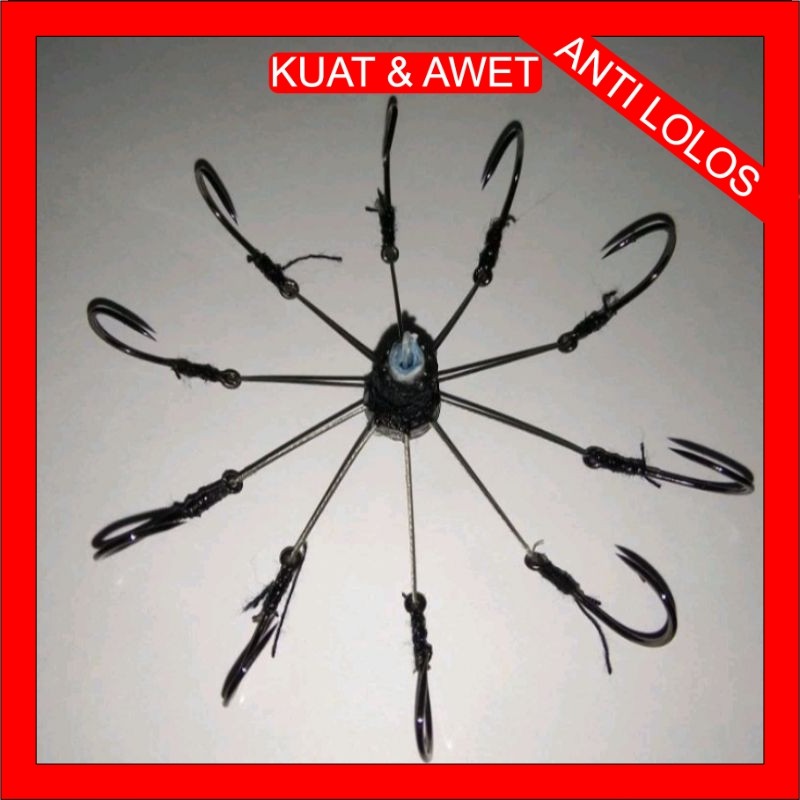 Kail Pancing Garong Baronang 10 Mata Bahan Neklin Kuat Timah 5 Gram Kail Laut Dan Danau Siap Pakai