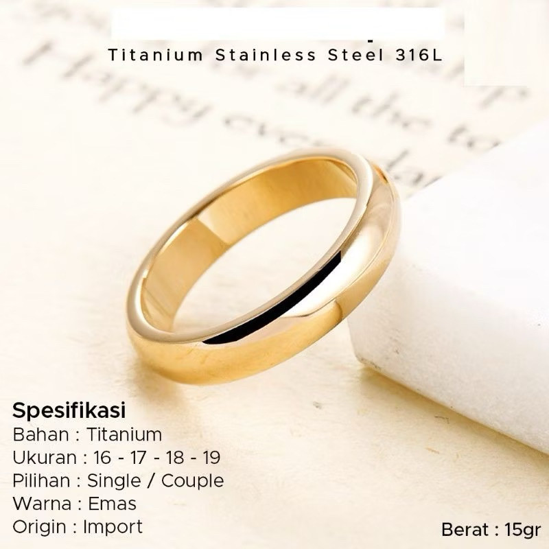 COD Cincin Emas Polos Warna 24 Karat Lapis Emas titanium anti karat