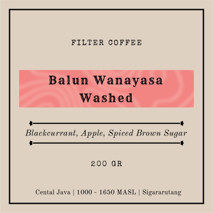 

Kopi Arabika Balun Wanayasa Proses Basah 200 gr - Giling Halus