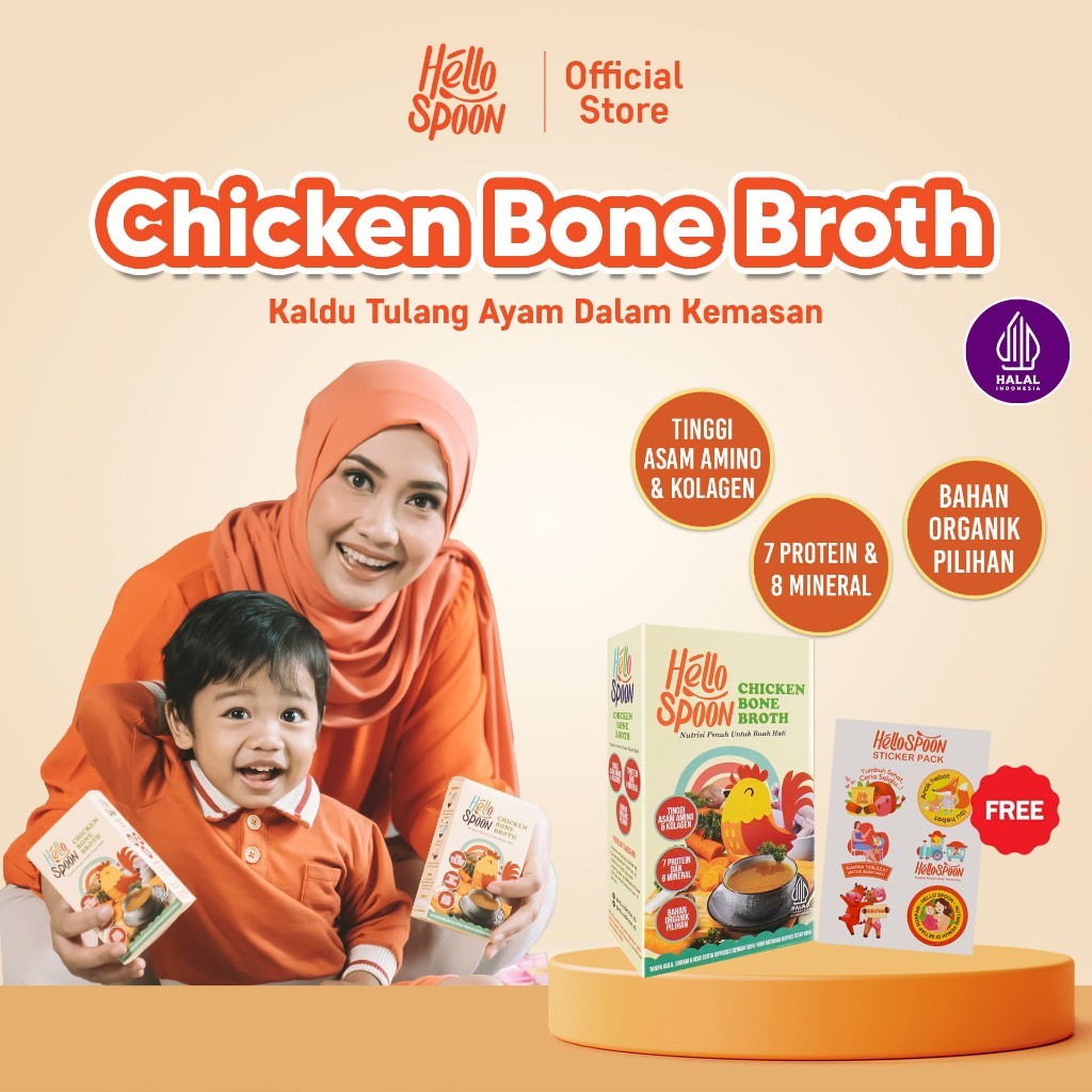 

Hello Spoon - Chicken Bone Broth - 600ml - Penambah Nafsu makan, Kaldu Ceker Ayam, Alami 100% Non MSG