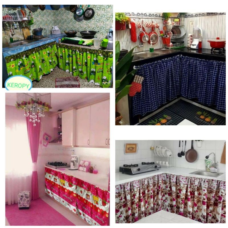Gorden Kolong Dapur|Hordeng Bawah Kompor|Hordeng Wastafel Motif