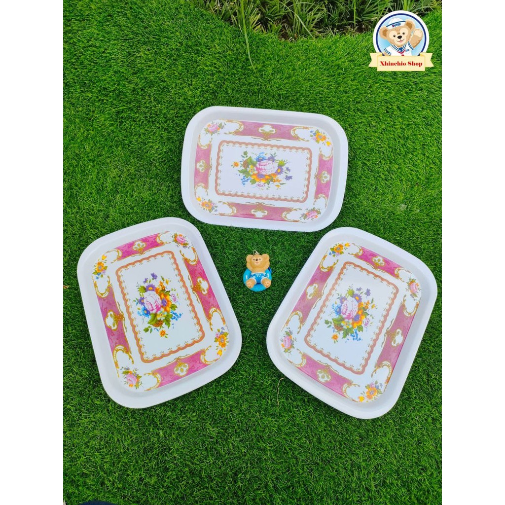 (TURUN HARGA) NAMPAN MELAMIN BUNGA 28 X 21 CM/NAMPAN PERSEGI MELAMIN 28CM X 21CM/NAMPAN BULAT STAINL