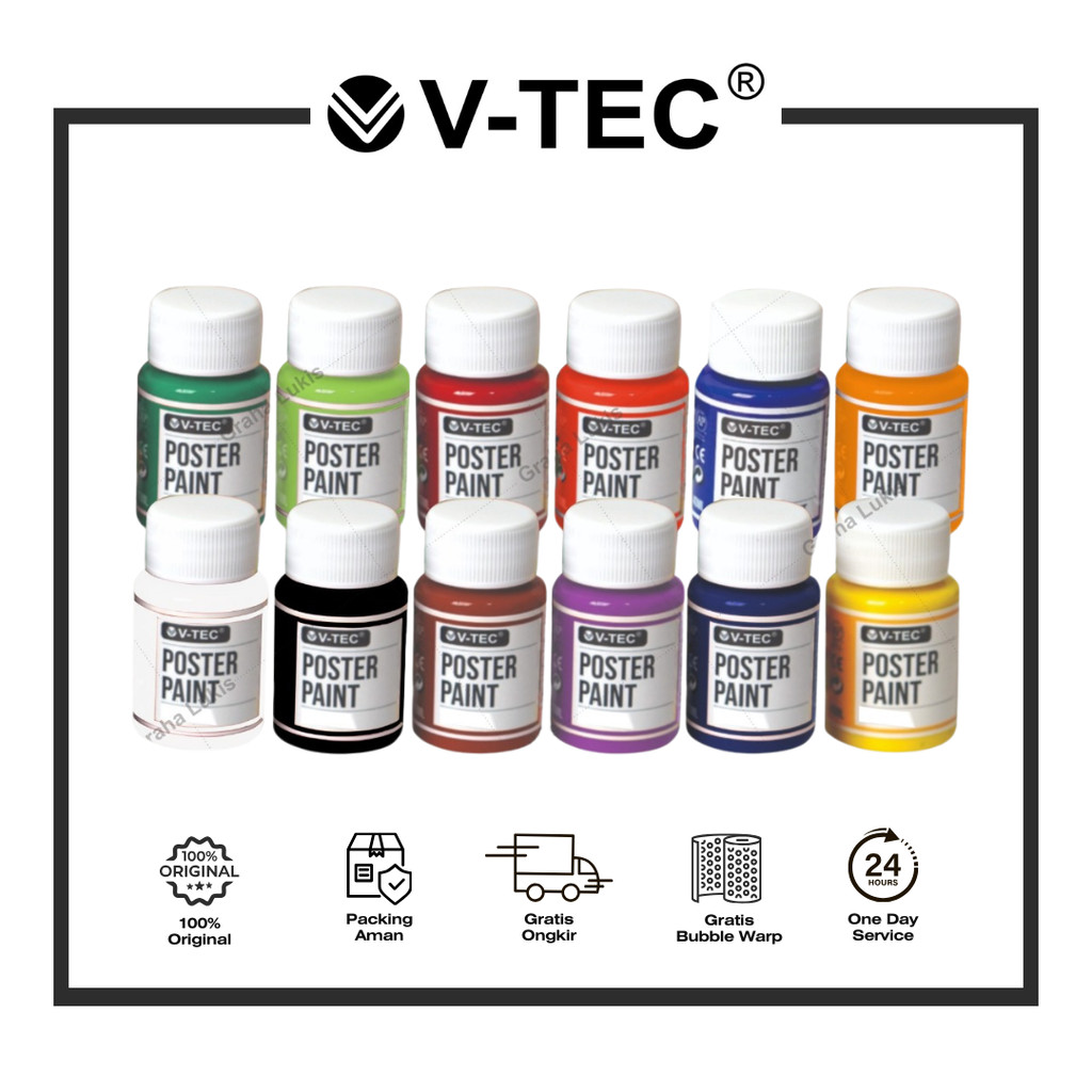 

V-TEC POSTER PAINT PP 4006/40 ML 6 WARNA // 4012/40 ML 12 WARNA PER PAK