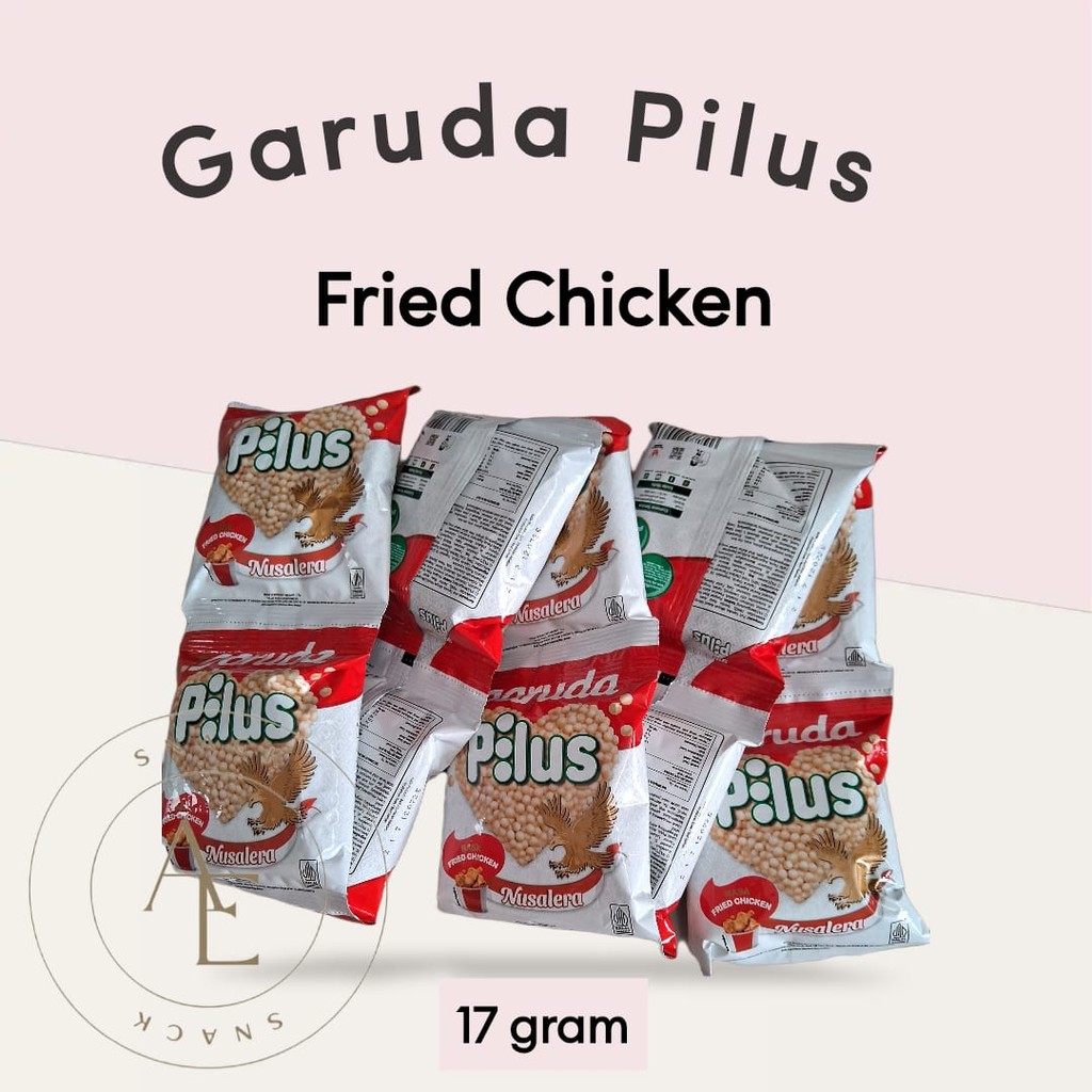 

Garuda Pilus Renceng rasa Fried Chicken berat 17 gram isi 10 pcs ( Cemilan bulat bulat kecil renyah dan gurih )