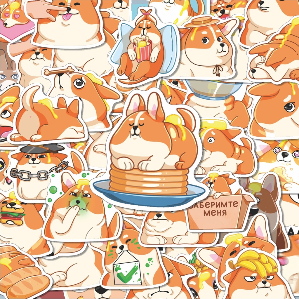 

100PCS Lucu Stiker Hewan Cute Dog Bimchik [Bimchik Anjing Lucu] Stiker Aesthetic Stiker Anti Air Stikers Berperekat Waterproof sticker decal buat Motor Helm Buku Journal Koper Casing HP Laptop Botol Minum Hadiah anak