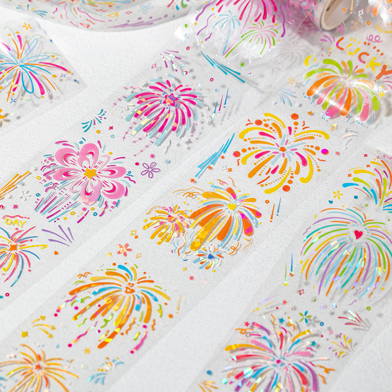 

200cm/Roll Colours Fireworks Theme PET Tape Deco Handbook Masking Tapes for Scrapbooking Arts Diy Journal Stationery stickers