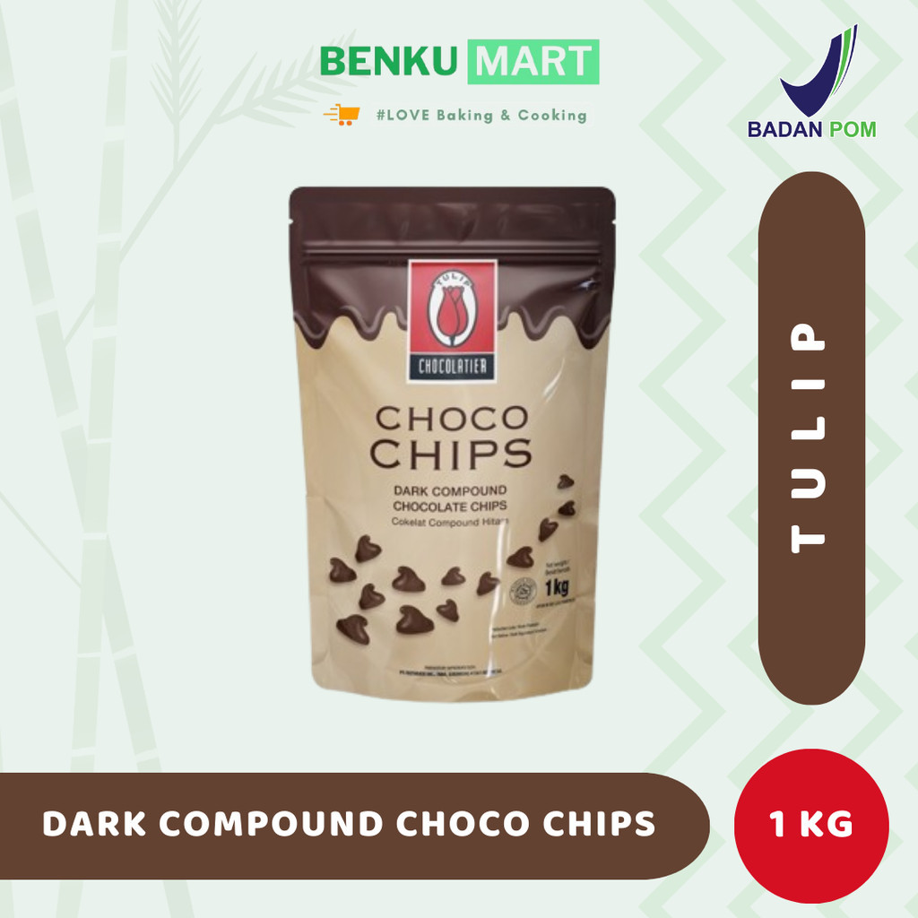 

Choco chip Dark Chocolate tulip 1Kg - chocochips dark coklat