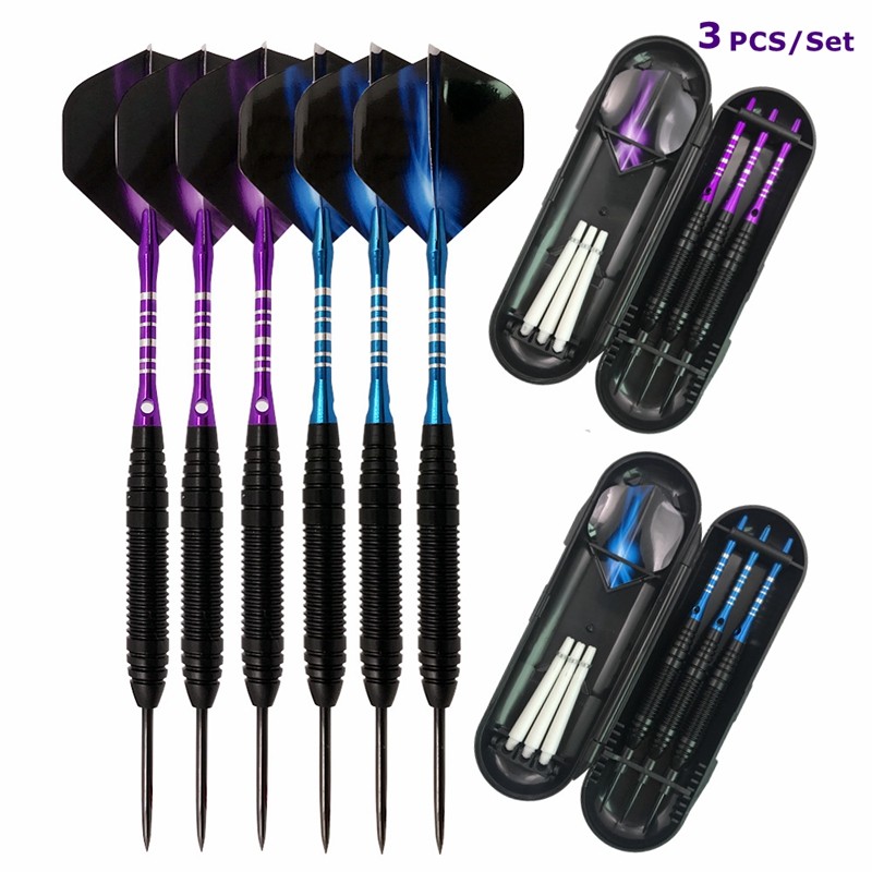 22g Tungsten Darts 3pcs/sets with Case+Steel Tip Needle+Barrel+Flights+Sports Shafts Professional Mo