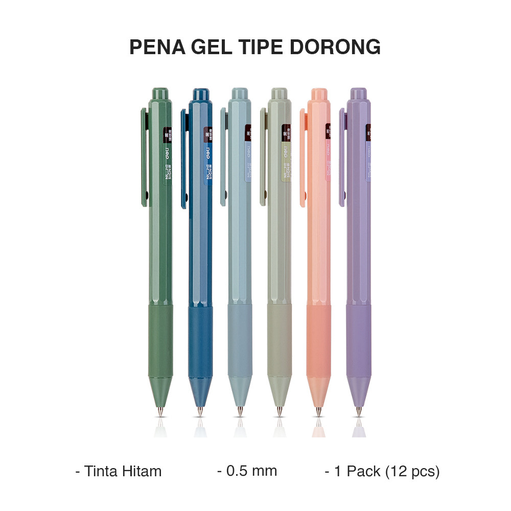 

(PERPCS) Deli Nusign Gel Pen / Pulpen Gel Cetek 0.5mm Tinta Hitam Warna Pastel NS559