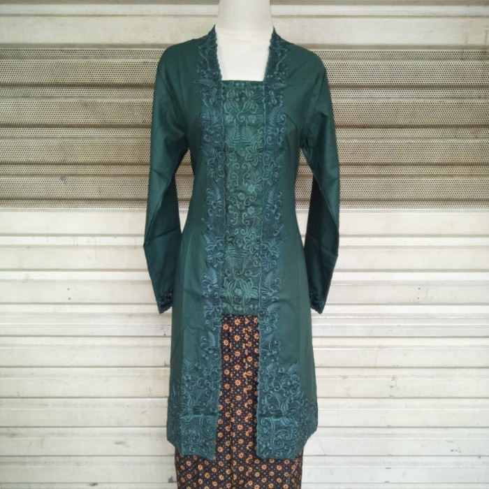 

✨LARIS✨ -kebaya atasan tunik kutubaru/kebaya tunik/katun ima - Hijau Botol, M