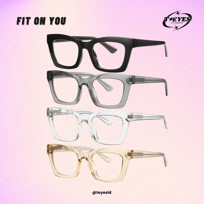 T-eyes Frame Kacamata Fashion Antiradiasi Minus Wanita - Putih Clear, Frame only