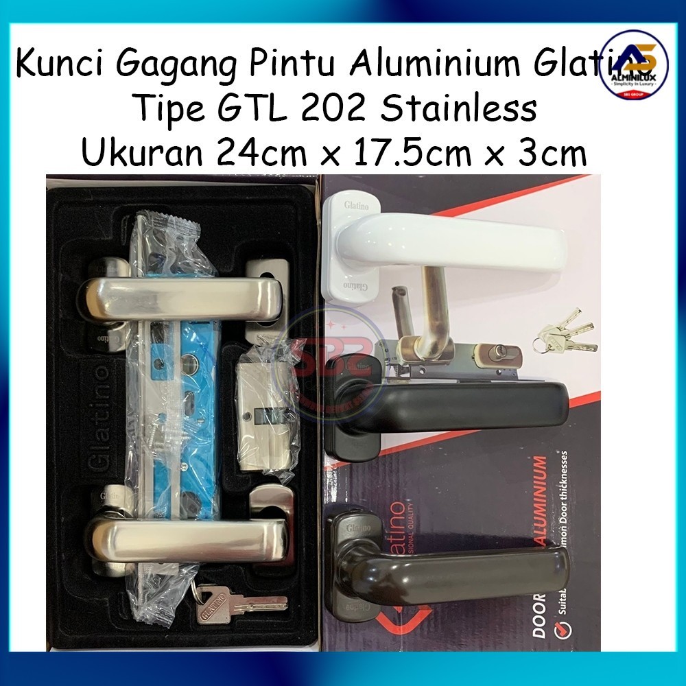 GLATINO Kunci 202 - Kunci Gagang Pintu Aluminium Glatino Tipe GTL 202 - KUNCI LEVER HANDLE 202 GLATI