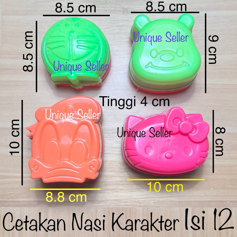[Isi12] Cetakan Nasi Bento Karakter Hello Kitty Doraemon Beruang Panda Donal Teddy Bear 9.5 cm / Cet