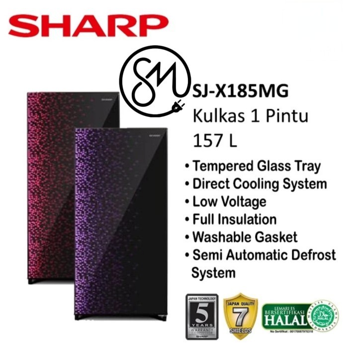 Kulkas Sharp 1 pintu SJ-X185MG GB GR 185MG SJX185 157 L Kirei