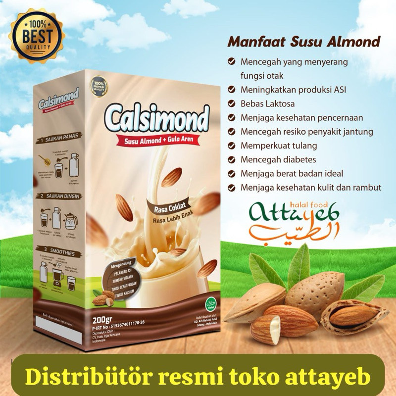 Calsimond - Susu Almond Coklat Plus Gula Aren untuk Memperkuat Tulang & Asi Booster - Susu Almond Pe