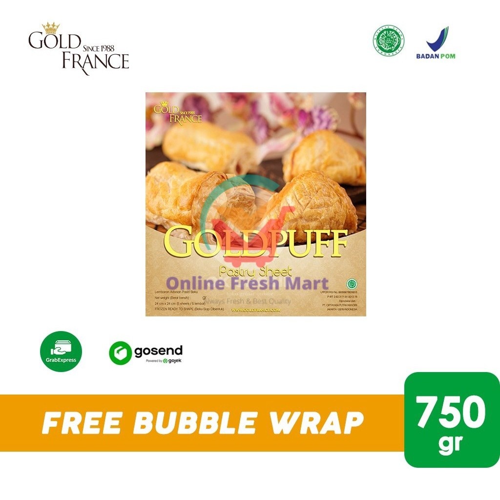 

GOLD France PUFF Pastry Sheet (750 gr) KHUSUS INSTANT - Online Fresh Mart Denpasar