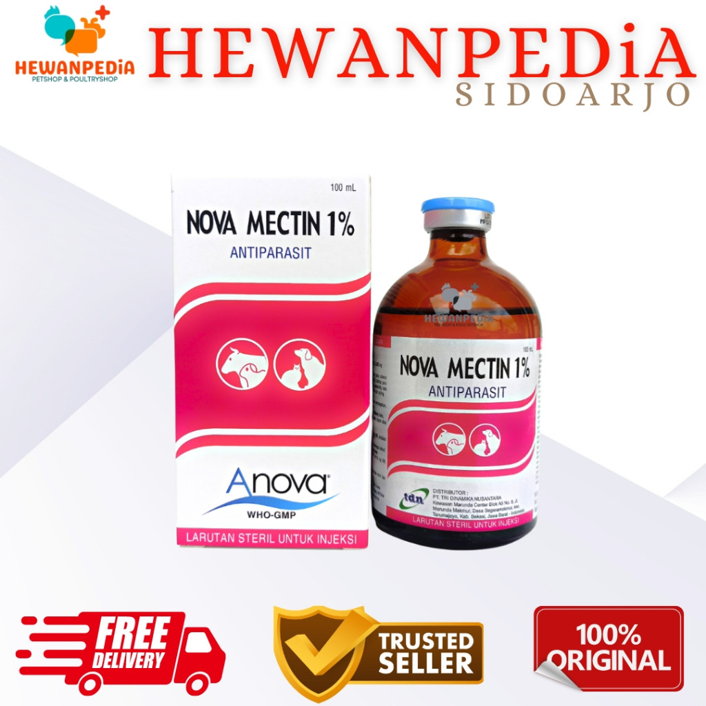 NOVA MECTIN 1% 100 ml Hewanpedia - Novamectin ivermectin obat anti parasit gudik gatal kutu ivomec i