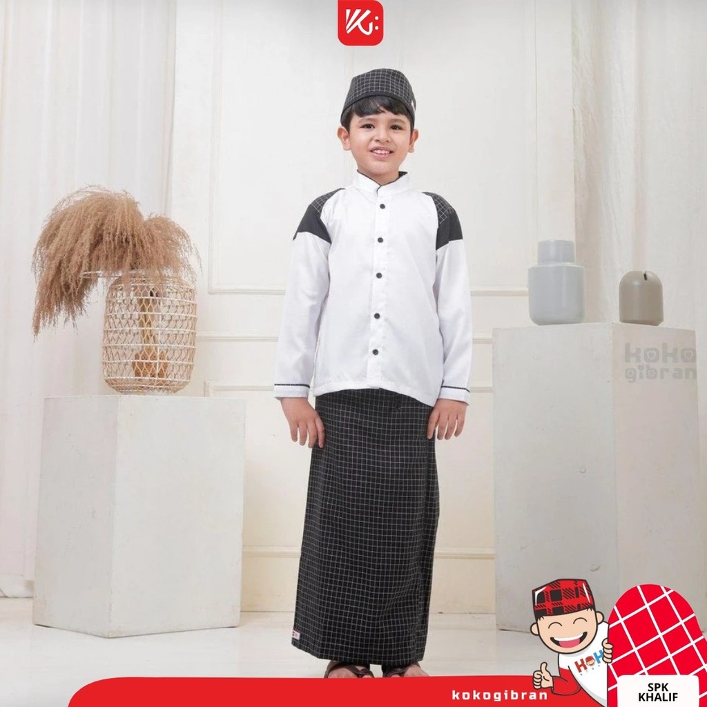 Sarkoci KokoGibran / Sarung Koko Peci Anak / Baju Muslim Anak / Sarcelko (KHALIF)