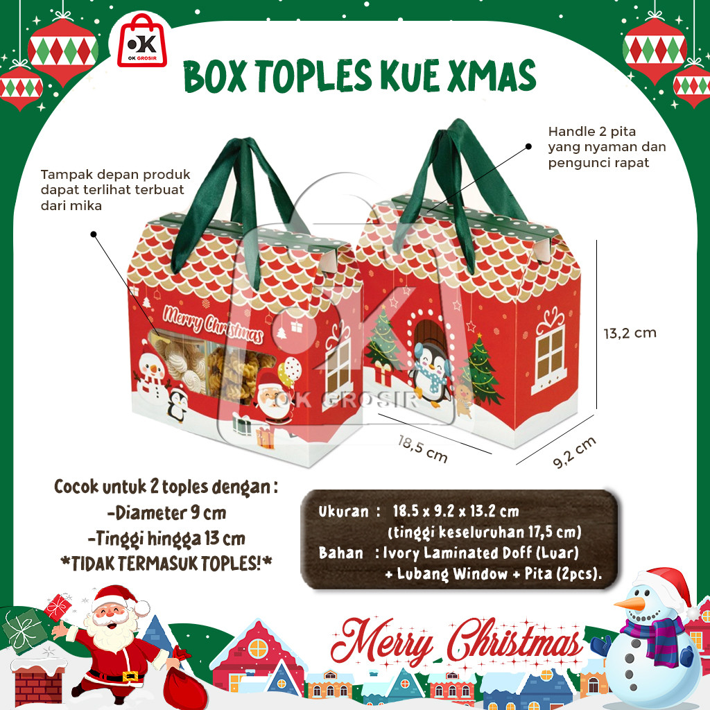 

Box Kado Natal XMAS untuk 2 Toples uk 9x13cm Dus Kue Kering Natal Christmas Gift Box (1 pcs)