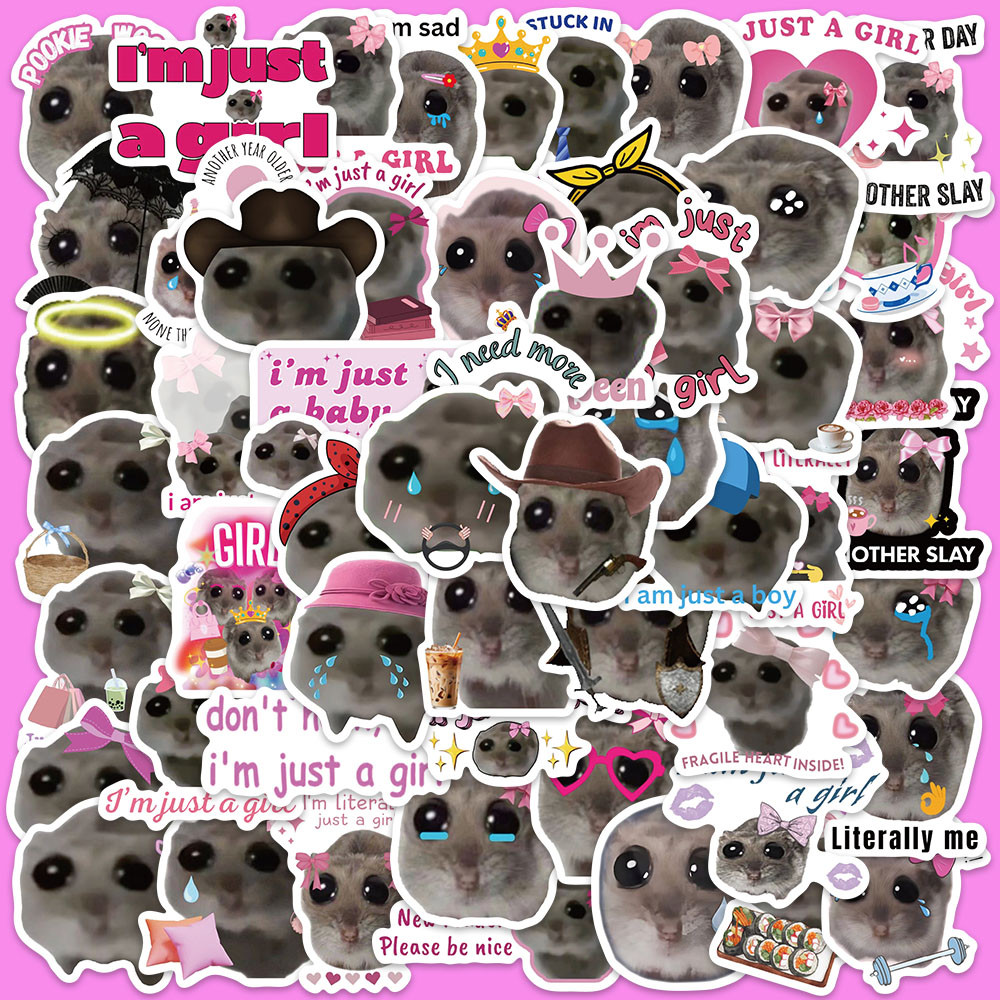 

56PCS Sad Hamster Meme Stickers Cute Cartoon Graffiti Decals For Laptop Luggage Water Cup Notebook Jukebox Waterproof Stickers