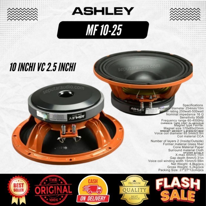 Speaker Ashley MF 10-25 10 Inchi Vc 2.5 Inchi Spesial Middle