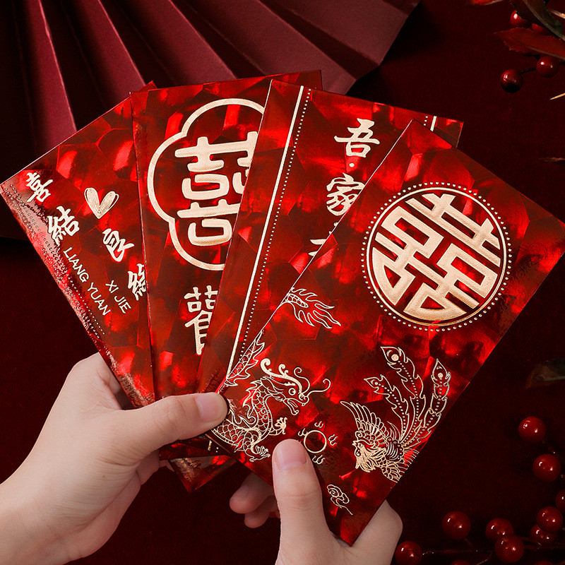 

Kertas Angpao/Amplop Merah/Red Envelope Kilap Shuang Xi Wedding Sangjit Teapai New (isi 6pcs) • Cciyl.Wear •