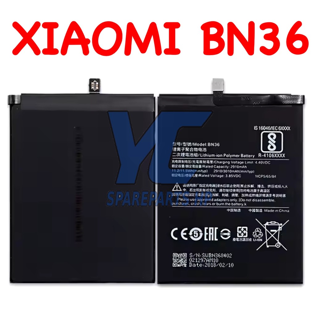 Baterai Xiaomi MiA2 Mi A2 Mi6X Mi 6X BN36 Original Baru