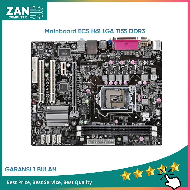 Motherboard H61 Lga 1155 Ecs DDR3 Support Gen3 - Mainboard H61 Pc Gaming / Mobo
