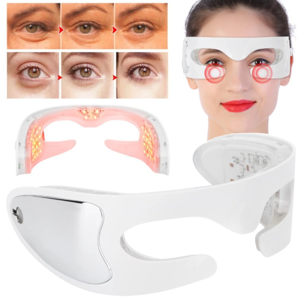 Anti-Aging Eye Massager Glasses, Rechargeable Red Light Led Eye Mask With Led Therapy for Wrinkles, 