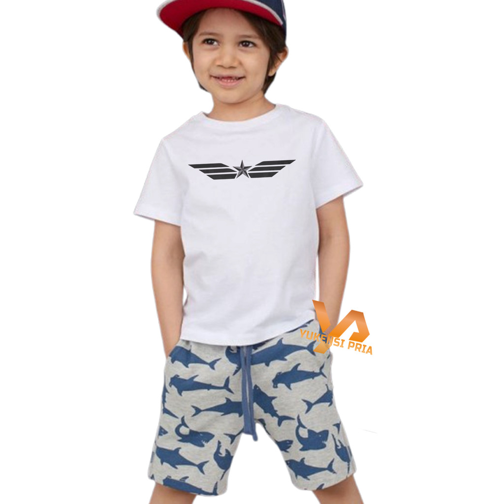 Bisa Cod Baju Anak Laki Laki Perempuan Baju Usia 1-10 Tahun Motif Logo Captain Kecil Combed 28s Vira