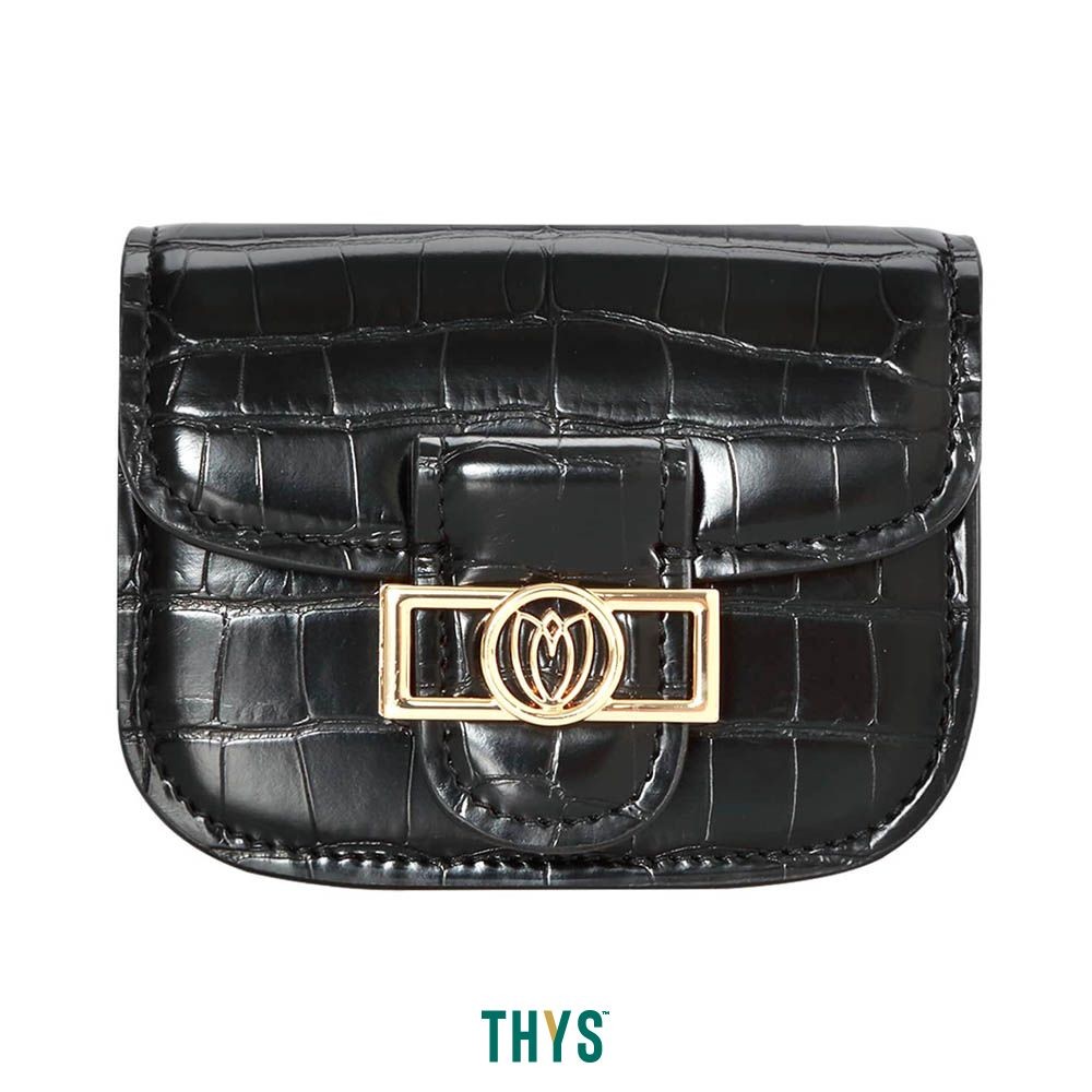 Susen Croco Mini Tas Selempang Dengan Bunga 1005 - Hitam