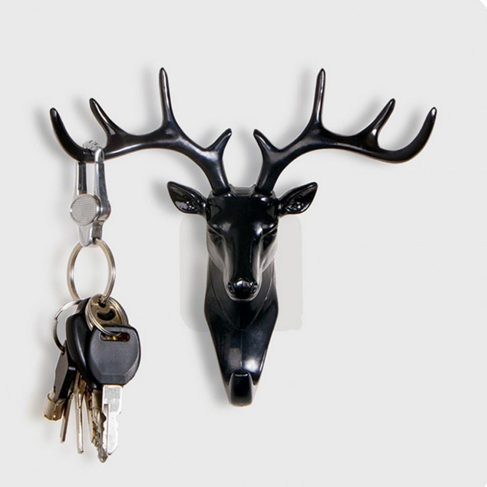 

Fashion Cute Antler Hook Deer Head Key Holder Hanger Living Room Wall Decorative Ornament Home Decor Accessories