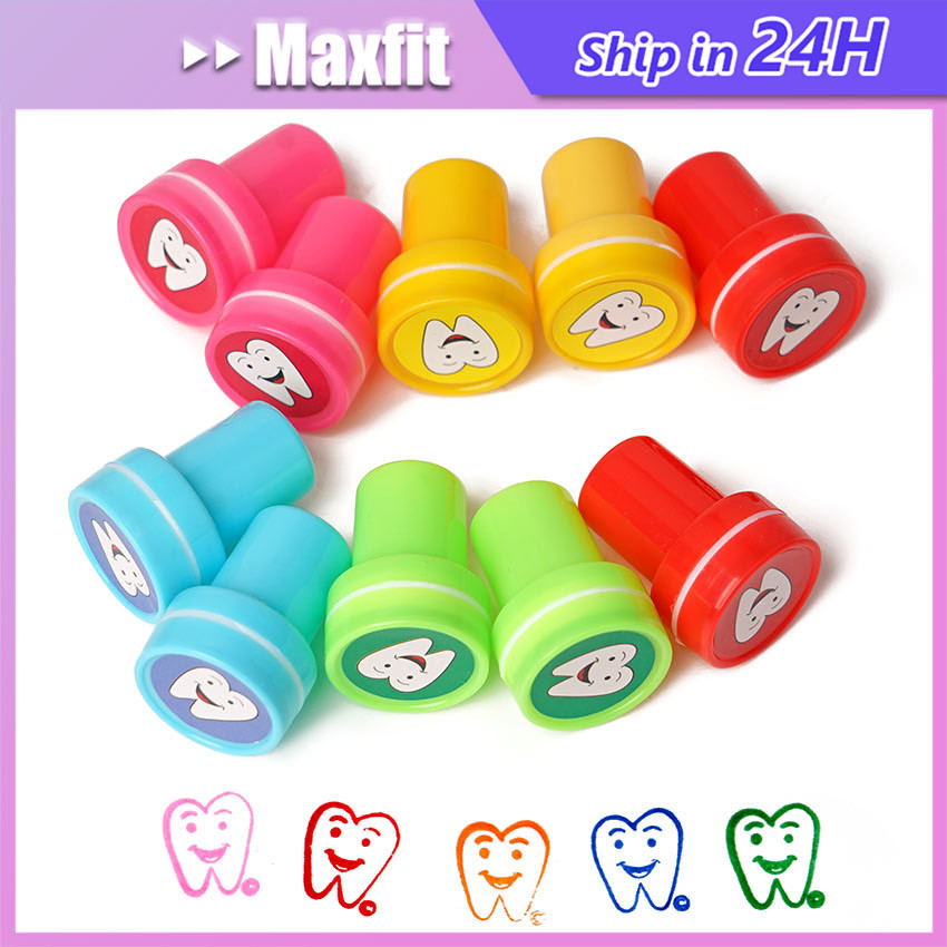 

10Pcs/Set Stempel Kartun Mini Bentuk Gigi Lucu / Stempel Komentar Guru / Stempel Mainan Anak-Anak Berwarna-Warni