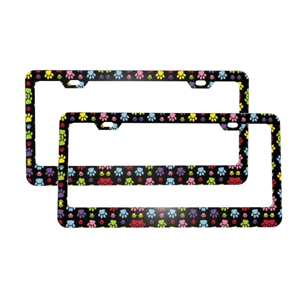 

Paws Pattern License Plate Frame Dog Paw Prints Pet 2 Pcs Aluminum Metal License Plate Holder with Screw Caps 6.3 X 12.3 Inch