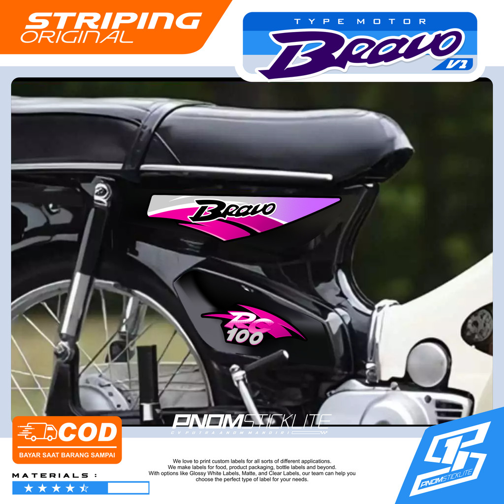 STRIPING STICKER COPY ORI RC 100 BRAVO / STIKER STRIPING LIST MOTOR RC 100 BRAVO V1